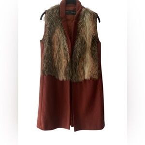 Zara Faux Fur Vest with Brown Accents
